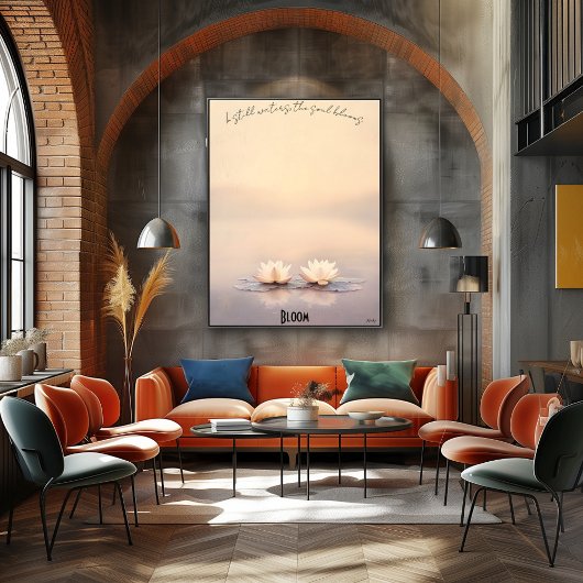 Zen Lotus Flowers at Dusk Poster ポスター