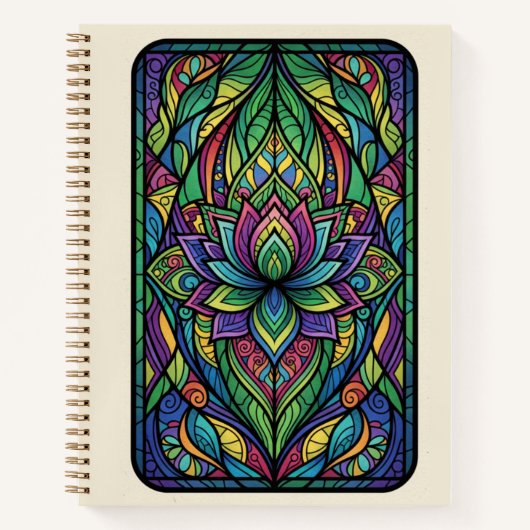 Zen Lotus Stained Glass Zentangle Journal ノートブック (正面)