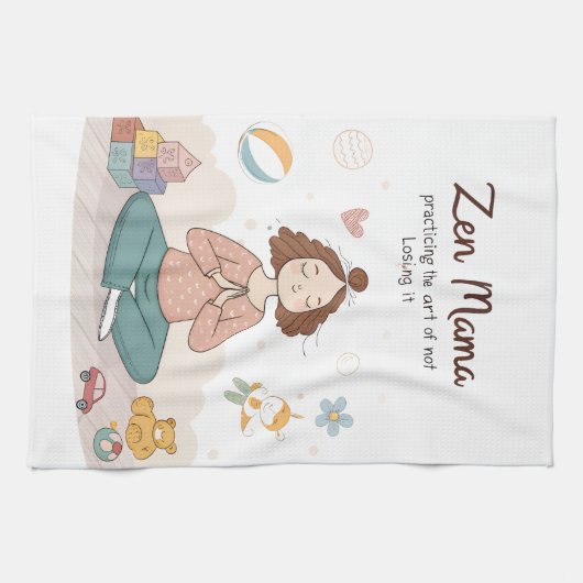 Zen Mama 落ち着いた子育てアート キッチンタオル (横)