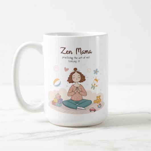 Zen Mama 落ち着いた子育てアート コーヒーマグカップ (左)