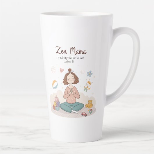Zen Mama Calm Motherhood Art カフェラテマグ (右)