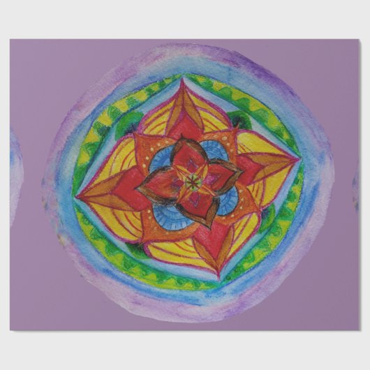 Zen Mandalaマットラッピング紙, 30" x 6' ラッピングペーパー (フラット)