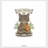 Zen Master Cat Funny Chill Gray Tabby Cat Gift  シール (シート)