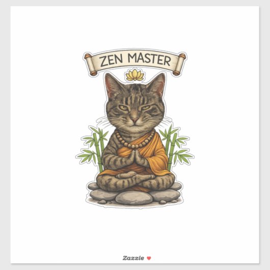 Zen Master Cat Funny Chill Gray Tabby Cat Gift  シール (シート)