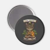Zen Master Cat Funny Chill Gray Tabby Cat Gift  マグネット (正面/裏面)