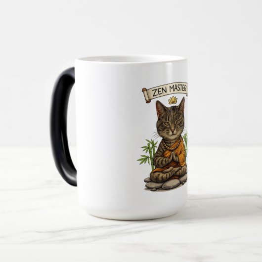 Zen Master Cat Funny Chill Gray Tabby Cat Gift  モーフィングマグカップ (正面左)