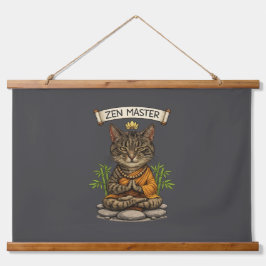 Zen Master Cat Funny Chill Gray Tabby Cat Gift  吊り下げ型タペストリー