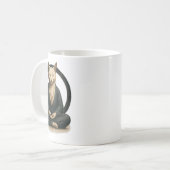 Zen Meditating Cat – Enso Circle Mindful Yoga Art  コーヒーマグカップ (正面左)