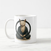 Zen Meditating Cat – Enso Circle Mindful Yoga Art  コーヒーマグカップ (左)