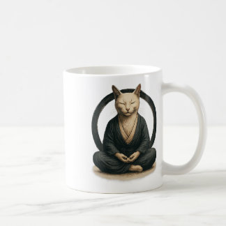 Zen Meditating Cat – Enso Circle Mindful Yoga Art  コーヒーマグカップ