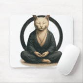 Zen Meditating Cat – Enso Circle Mindful Yoga Art  マウスパッド (マウス)