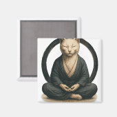 Zen Meditating Cat – Enso Circle Mindful Yoga Art  マグネット (正面/裏面)