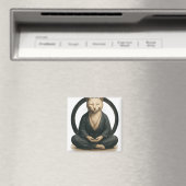 Zen Meditating Cat – Enso Circle Mindful Yoga Art  マグネット (インサイチュ (食洗機))