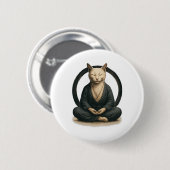 Zen Meditating Cat – Enso Circle Mindful Yoga Art  缶バッジ (正面&裏面)