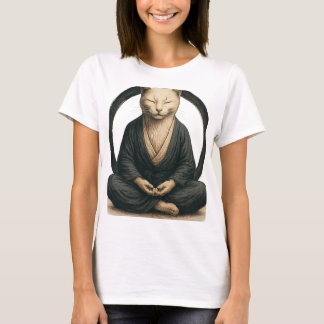 Zen Meditating Cat – Enso Circle Mindful Yoga Art  Tシャツ
