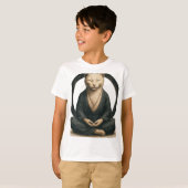 Zen Meditating Cat – Enso Circle Mindful Yoga Art  Tシャツ (正面フル)