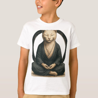 Zen Meditating Cat – Enso Circle Mindful Yoga Art  Tシャツ