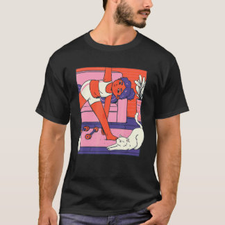 Zen Meditation Yoga Cat Vaporwave Omm Tシャツ