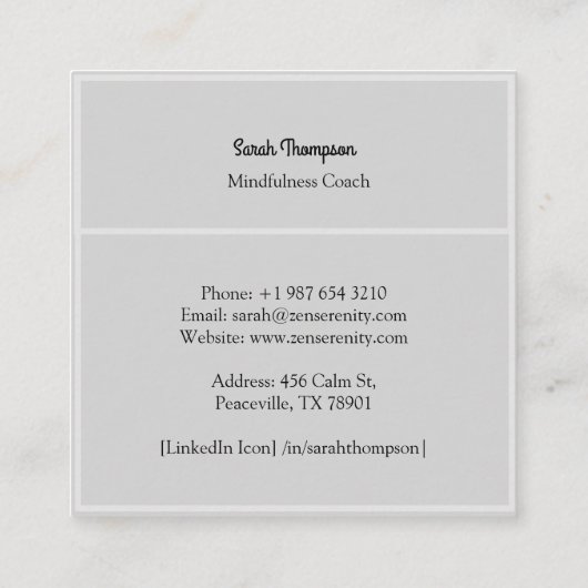 Zen Mindfulness Coach名刺 スクエア名刺 (裏面)