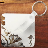 Zen Misty Mountain Birds Minimalist Nature キーホルダー (裏面)