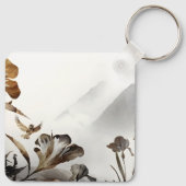 Zen Misty Mountain Birds Minimalist Nature キーホルダー (裏面)