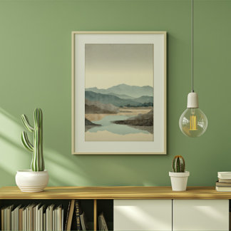 Zen Misty Mountain Landscape キャンバスプリント