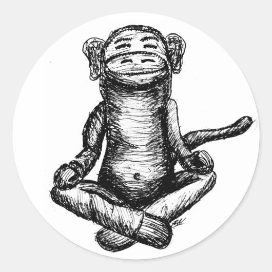 zen monkey2丸スタンプ ラウンドシール (正面)