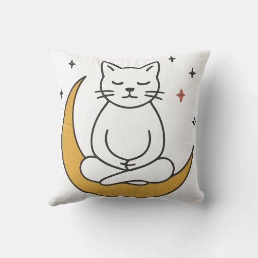 Zen Moon Cat Meditation Art クッション (裏面)