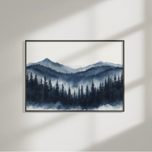 Zen Mountain Forest Minimalist Wall Art ポスター