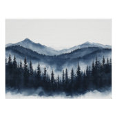 Zen Mountain Forest Minimalist Wall Art ポスター (正面)