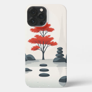 Zen Nature – Coque iPhone Arbre Rouge Minimaliste  13 Pro Maxケース
