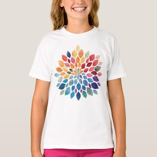 Zen Nature Leaf Mandala Tシャツ (正面)