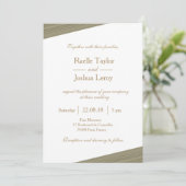 Zen olive金ゴールド白グレーの微妙ストライプな結婚 招待状 (スタンド正面)