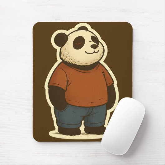 Zen Panda Sticker – Relaxed Cartoon Bear in Casual マウスパッド (マウス)