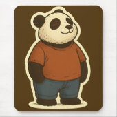 Zen Panda Sticker – Relaxed Cartoon Bear in Casual マウスパッド (正面)