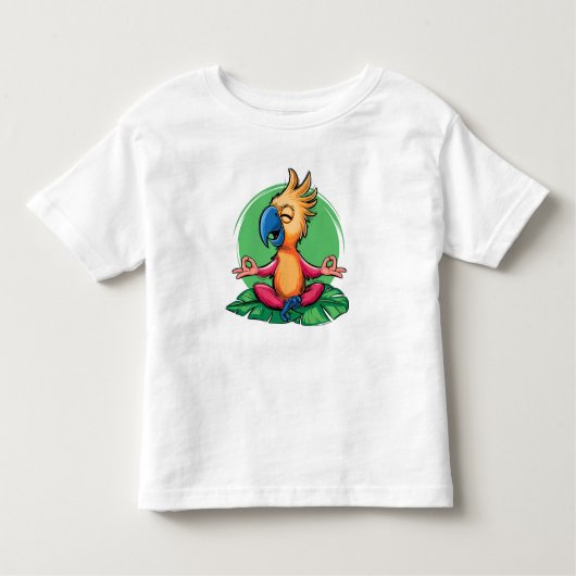 Zen Parrot – 熱帯瞑想芸術 トドラーTシャツ (正面)