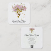 *~* Zen QR AP32ピンクロータスバタフライフローラロゴ スクエア名刺 (正面/裏面)