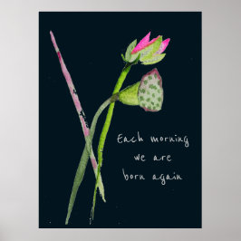 Zen quote born again pink lotus inspirational ポスター