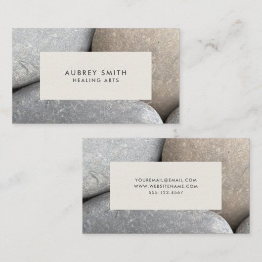 Zen River Rocks Healing Artsビジネスカード 名刺 (正面/裏面)