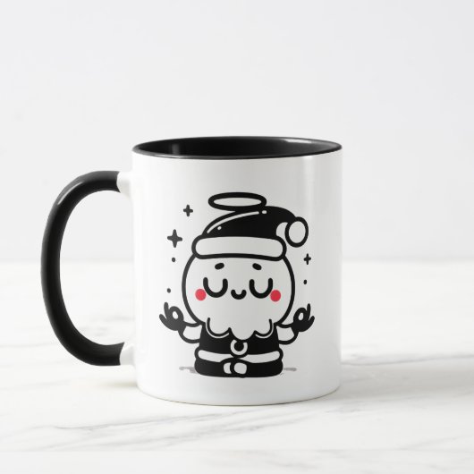 Zen Santa – Cute Meditating Santa Claus Holiday マグカップ (左)