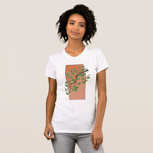 Zen Serenity: Minimalist Ginkgo Tree Tシャツ (正面フル)