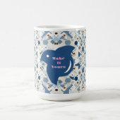 ZEN：Soft Blue & White Serenity Customizable  コーヒーマグカップ (中央)