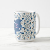 ZEN：Soft Blue & White Serenity Customizable  コーヒーマグカップ (正面右)