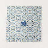 ZEN：Soft Blue & White Serenity Customizable  タペストリー (正面(横))