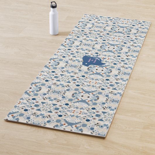 ZEN：Soft Blue & White Serenity Customizable  ヨガマット (インサイチュ)