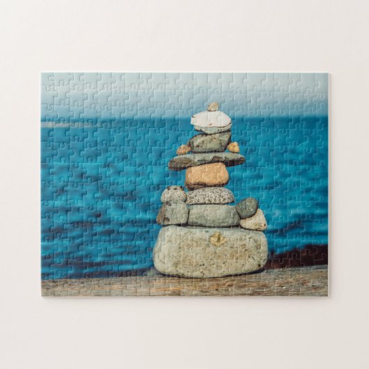 Zen Stacked Rocks on the Beach ジグソーパズル (横)