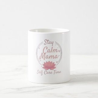 Zen Stay Calm Mama Gold Lotus Art コーヒーマグカップ