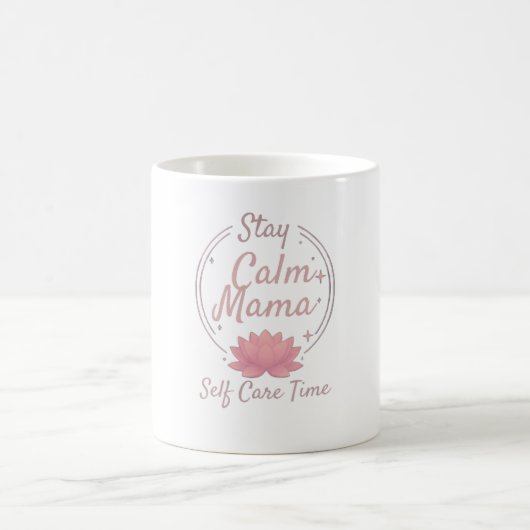 Zen Stay Calm Mama Gold Lotus Art コーヒーマグカップ (中央)
