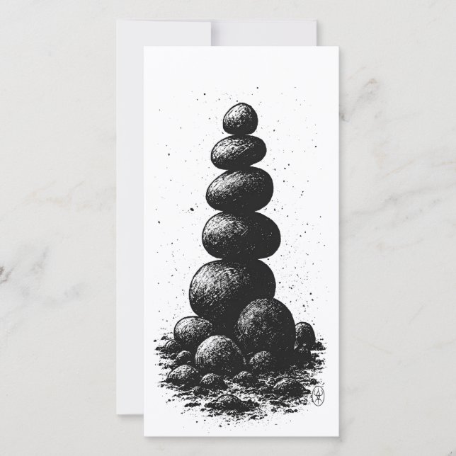 Zen Stone Cairn – Minimalist Ritual Invitation (正面)