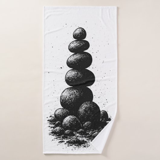 Zen Stone Cairn – Minimalist Ritual Invitation バスタオル (バスタオル)